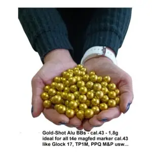 Perfekt für Heimverteidigung, Plinking und Zielübungen: Unsere Kugeln im Kaliber .43 sind ideal auf beliebte T4E-Markierer wie die Umarex Walther PPQ, Glock 17, die Smith & Wesson M&P9 und weitere Modelle abgestimmt.