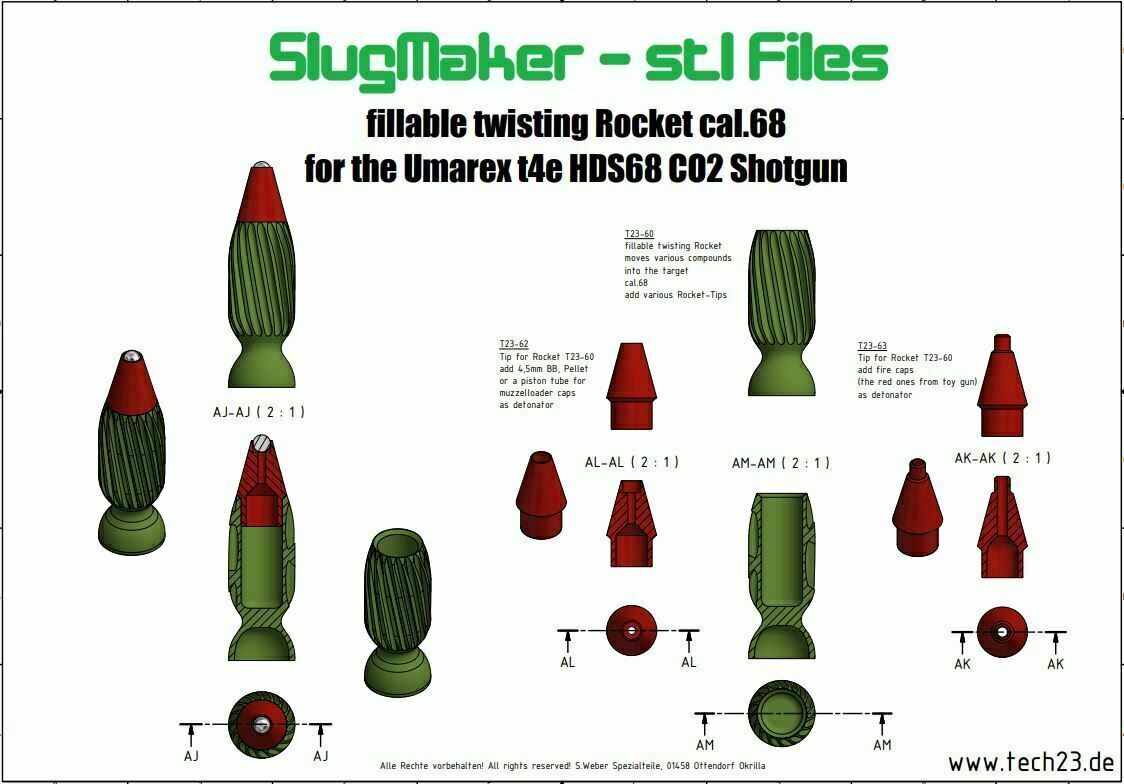 cal.68 Mega Pack: 28 STL-Slugs für HDS68 HDX68 HDR68 Pistelle X Tippman usw – Bild 13