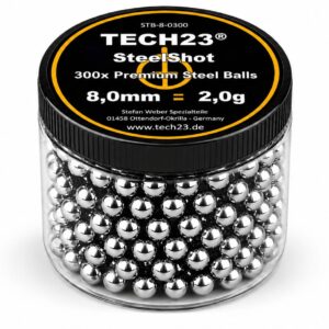 TECH23 Chromstahlkugeln 8.00mm (300 Stück) – Präzisionskugeln z.B. als Schleuder-Munition - 2,0g - rostfrei