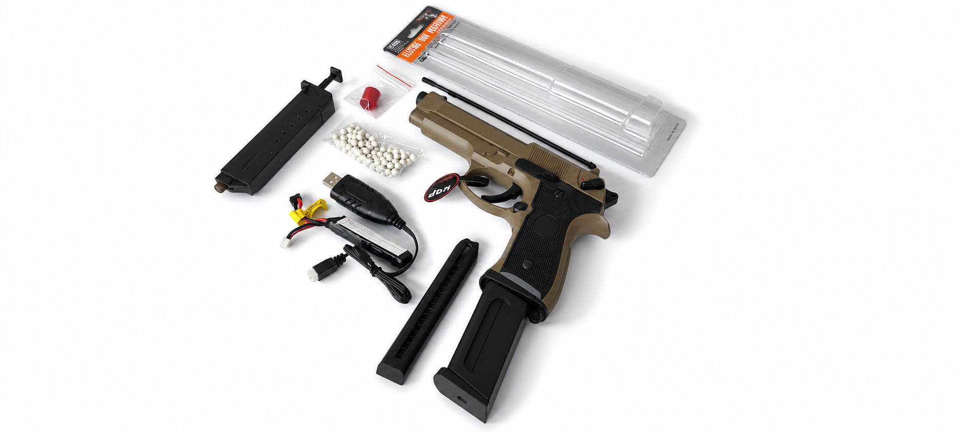 Cyma CM.126 92 Style AEP Airsoft Pistole 0,5J | Metallschlitten | Mosfet & LiPo + incl. 80-Schuss High-Cap Magazin + Bundle – Bild 2