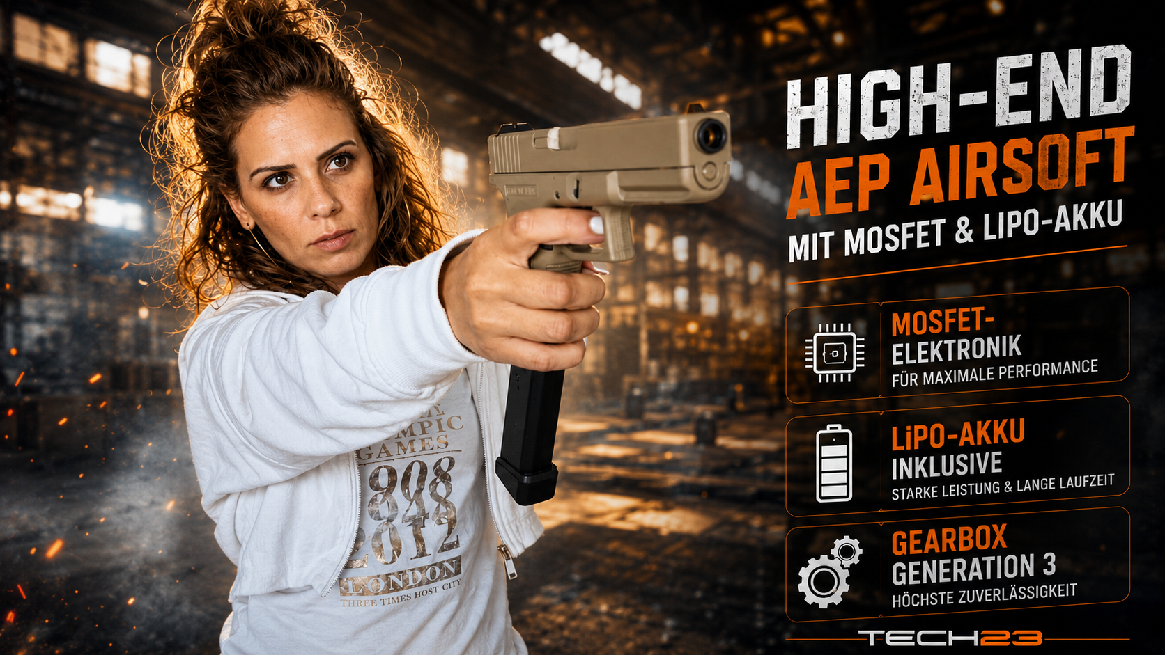 Cyma C18 Style AEP Airsoft Pistole 0,5J | Gen. 3 Mosfet & LiPo – Tan Desert Edition + incl. 100-Schuss Magazin + Bundle – Bild 3