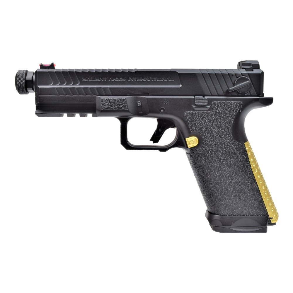 Cyma CM.135UP - Salient Arms Int. BLU mit Metallschlitten Komplettset AEP 6mm BB schwarz / gold - MosFet + LiPo Version + incl. 100 Schuss high cap Magazin – Bild 4